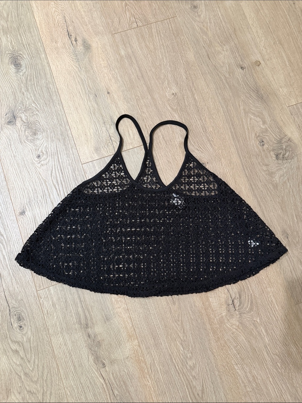 Black Crochet Racerback Cover Up